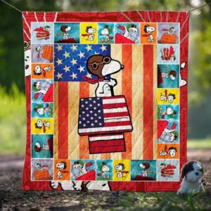 Snoopy Us Flag Quilt  Quilt